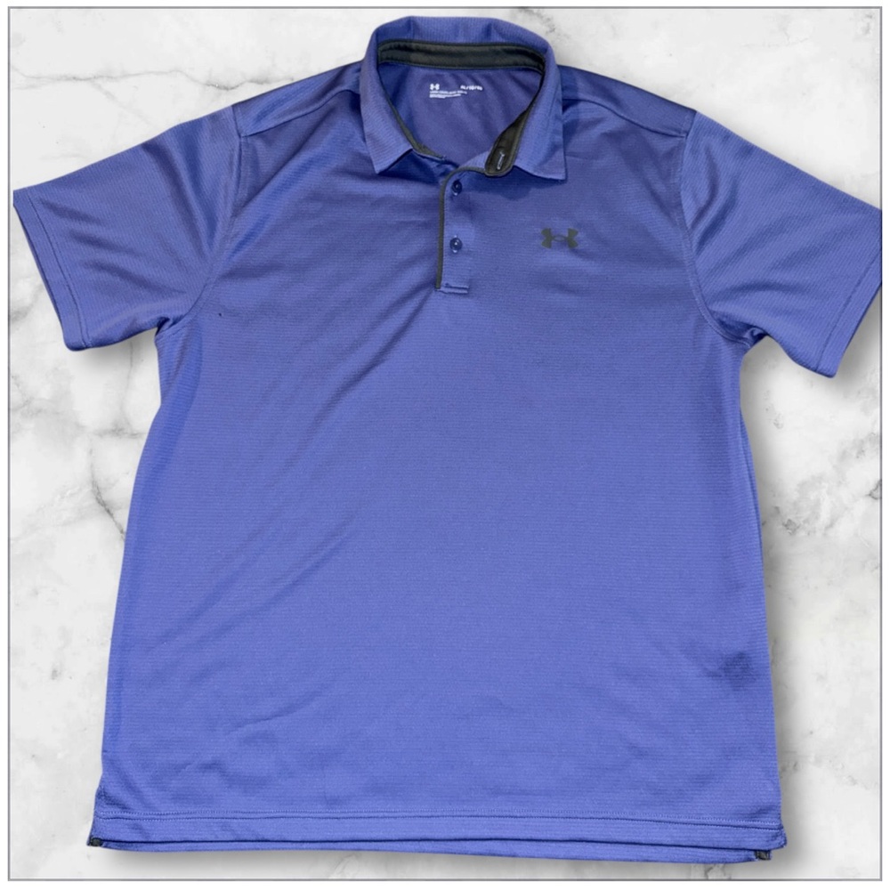 Under Armour UA Tech Polo Periwinkle Blue Performance Shirt Loose Fit Size XL